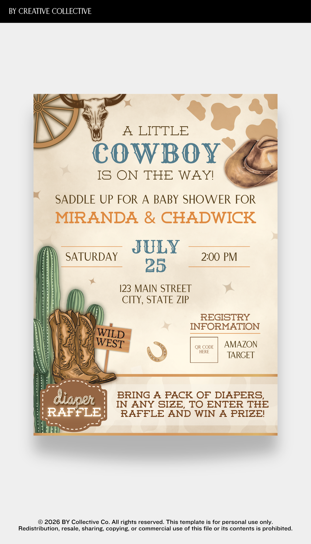 Invitation | Baby Shower | Western Rodeo | A Little Cowboy is on the Way