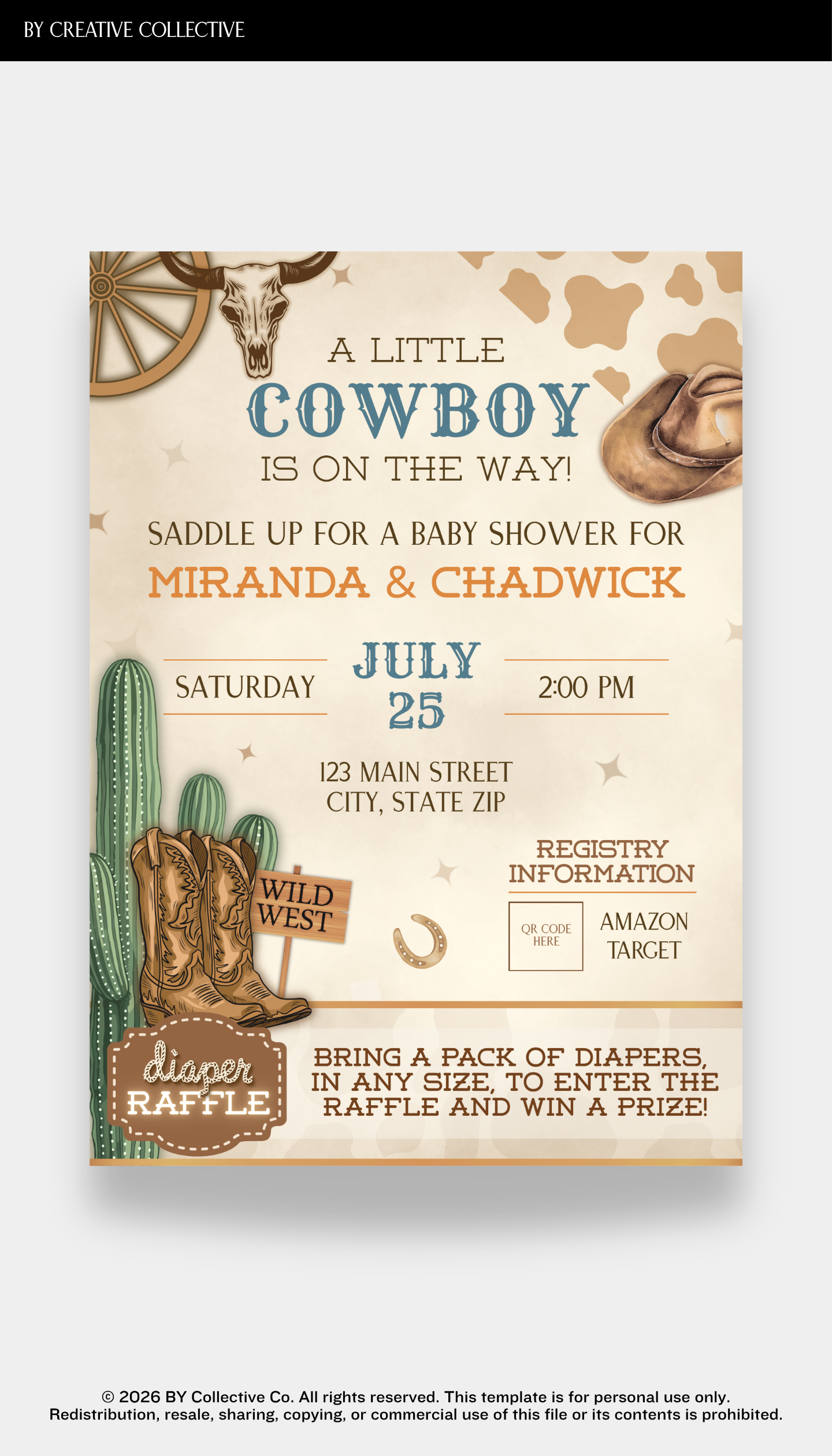 Invitation | Baby Shower | Western Rodeo | A Little Cowboy is on the Way