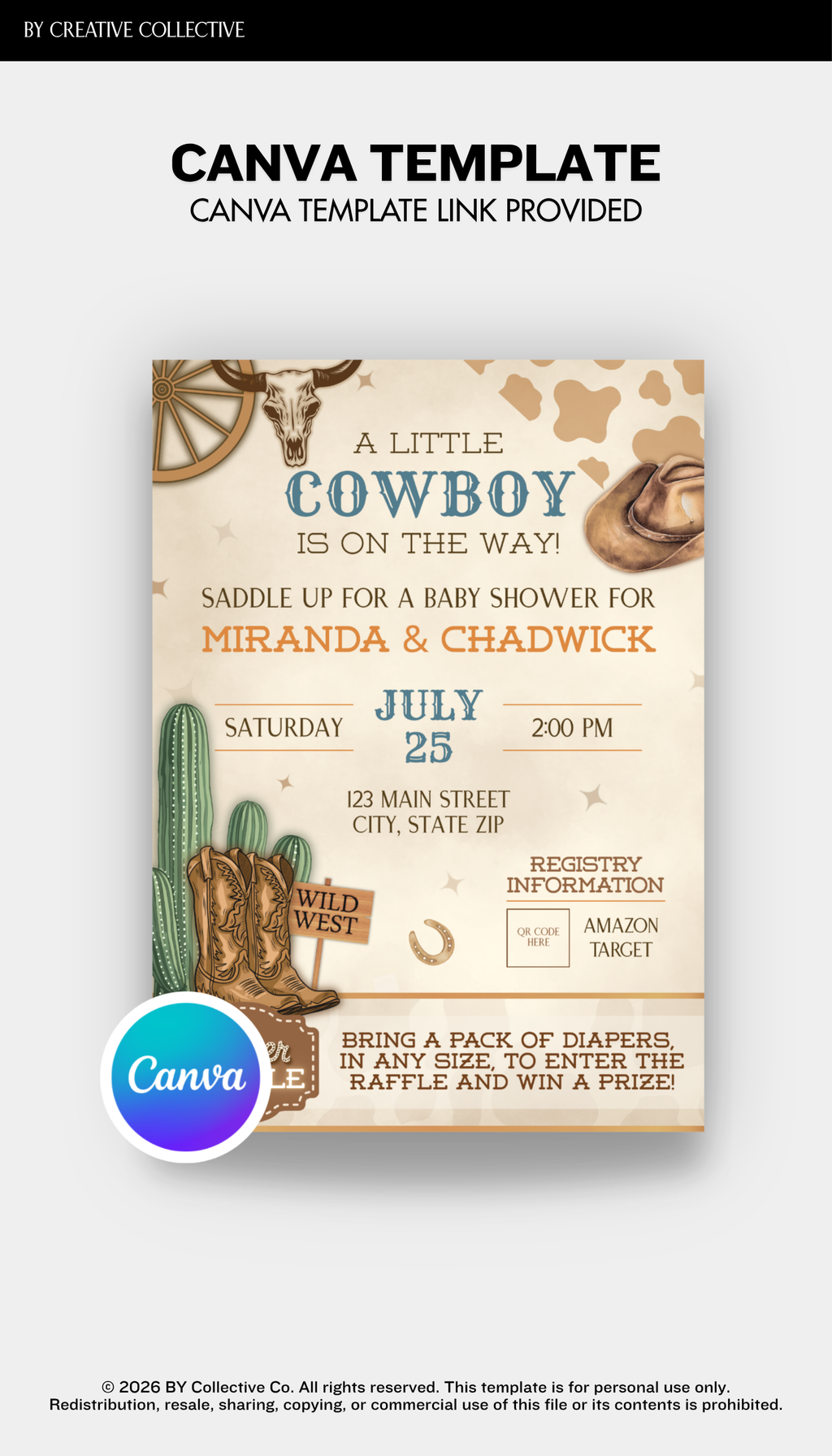 Invitation | Baby Shower | Western Rodeo | A Little Cowboy is on the Way