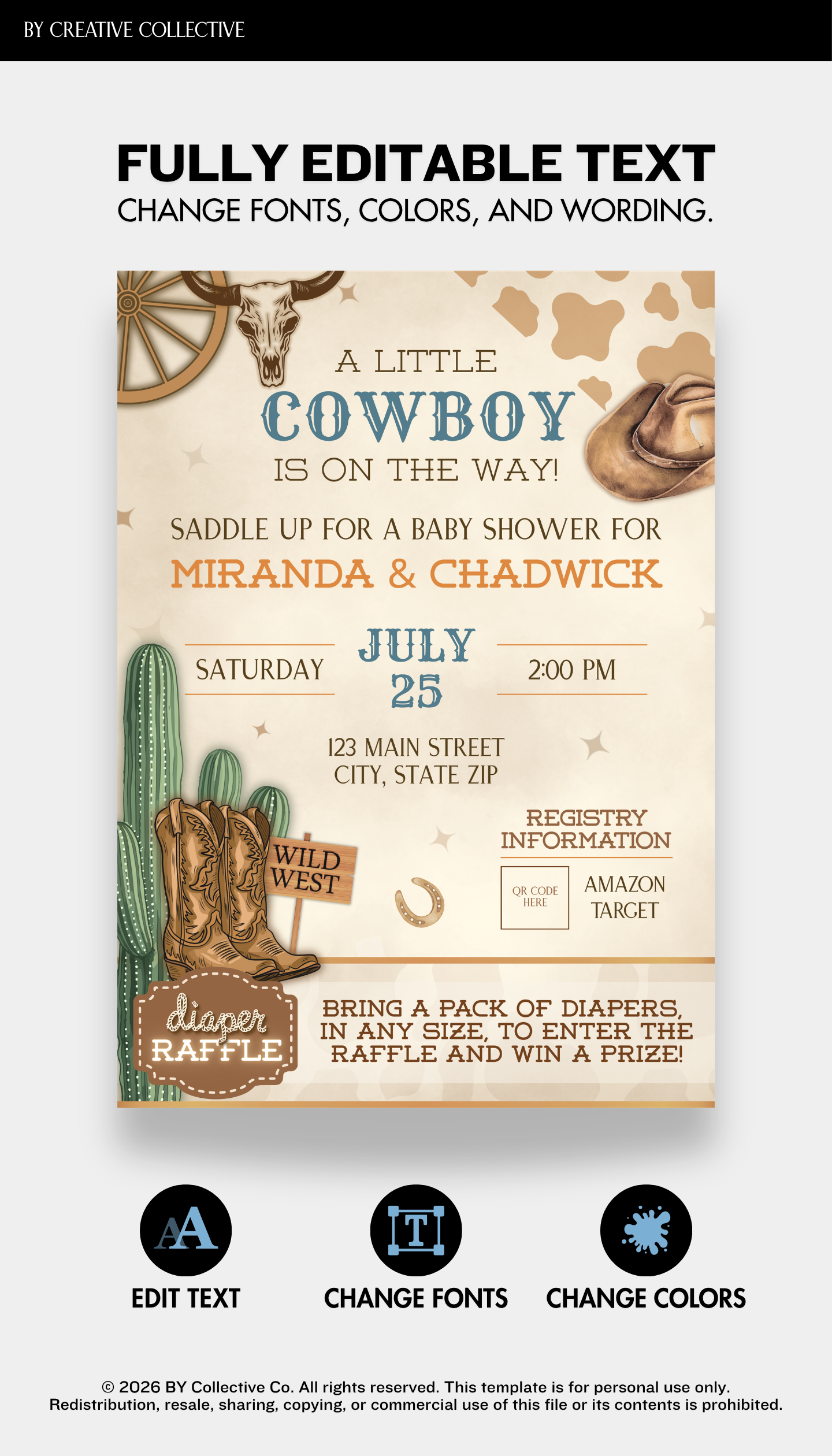 Invitation | Baby Shower | Western Rodeo | A Little Cowboy is on the Way