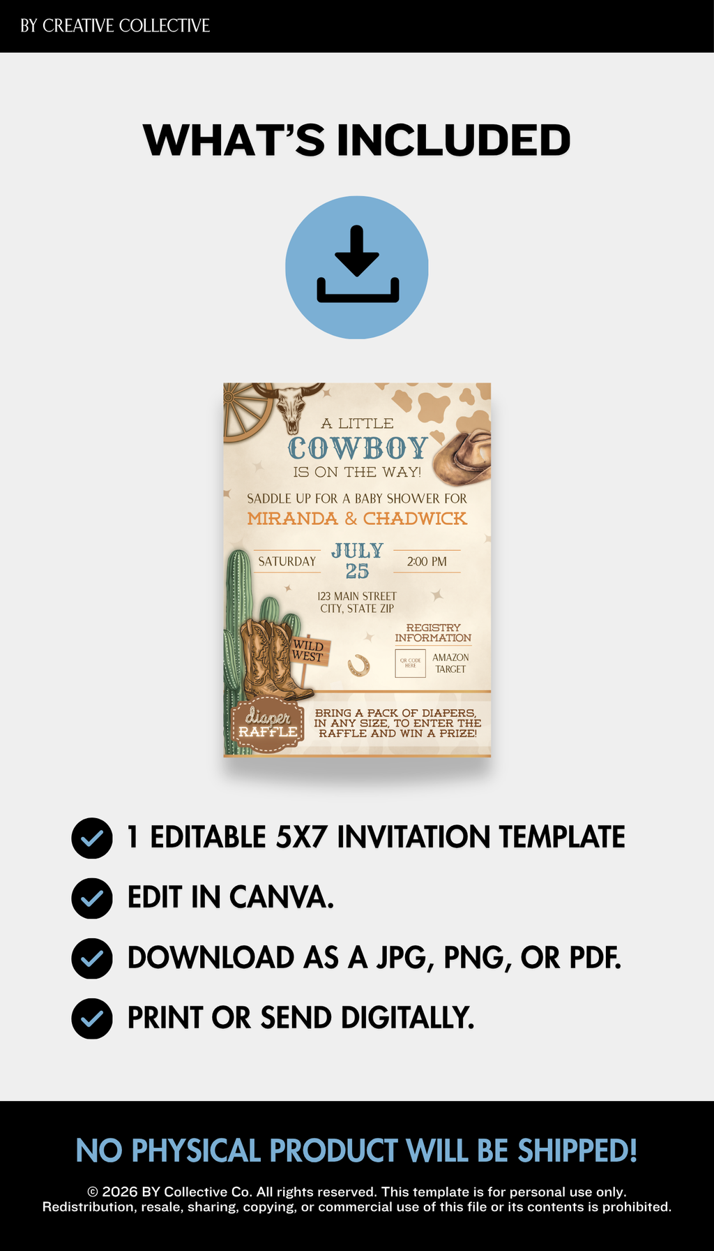 Invitation | Baby Shower | Western Rodeo | A Little Cowboy is on the Way