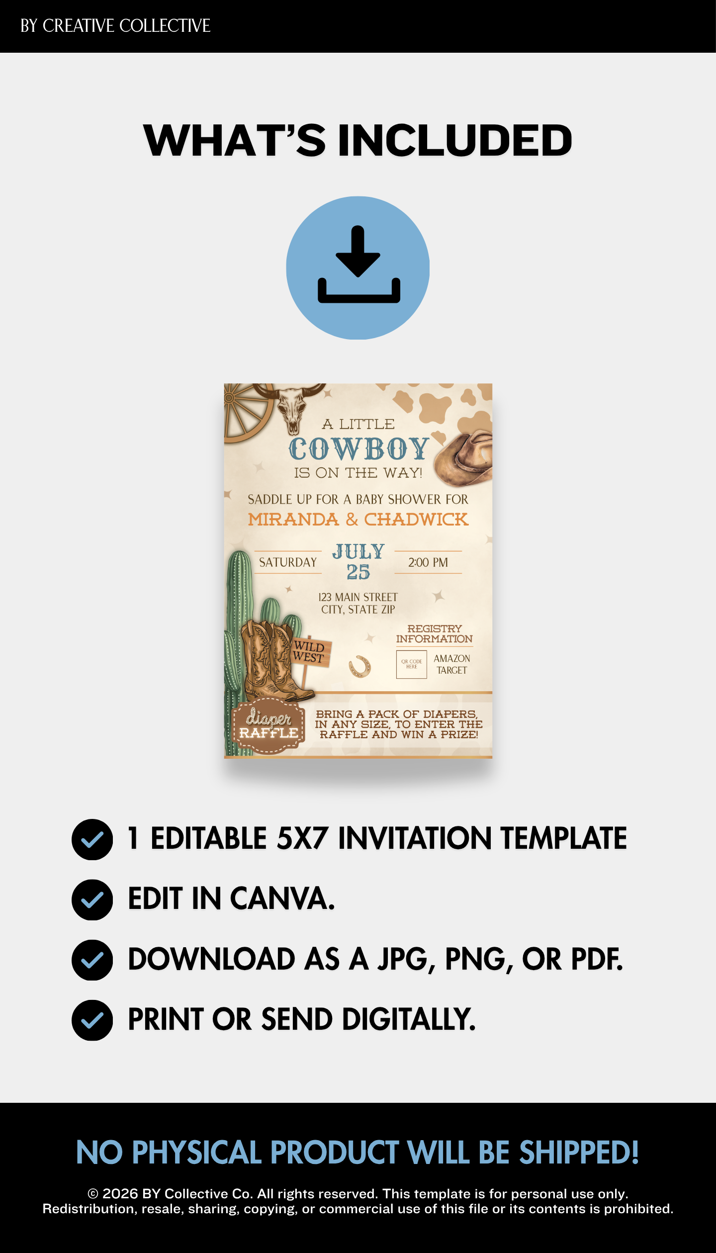 Invitation | Baby Shower | Western Rodeo | A Little Cowboy is on the Way