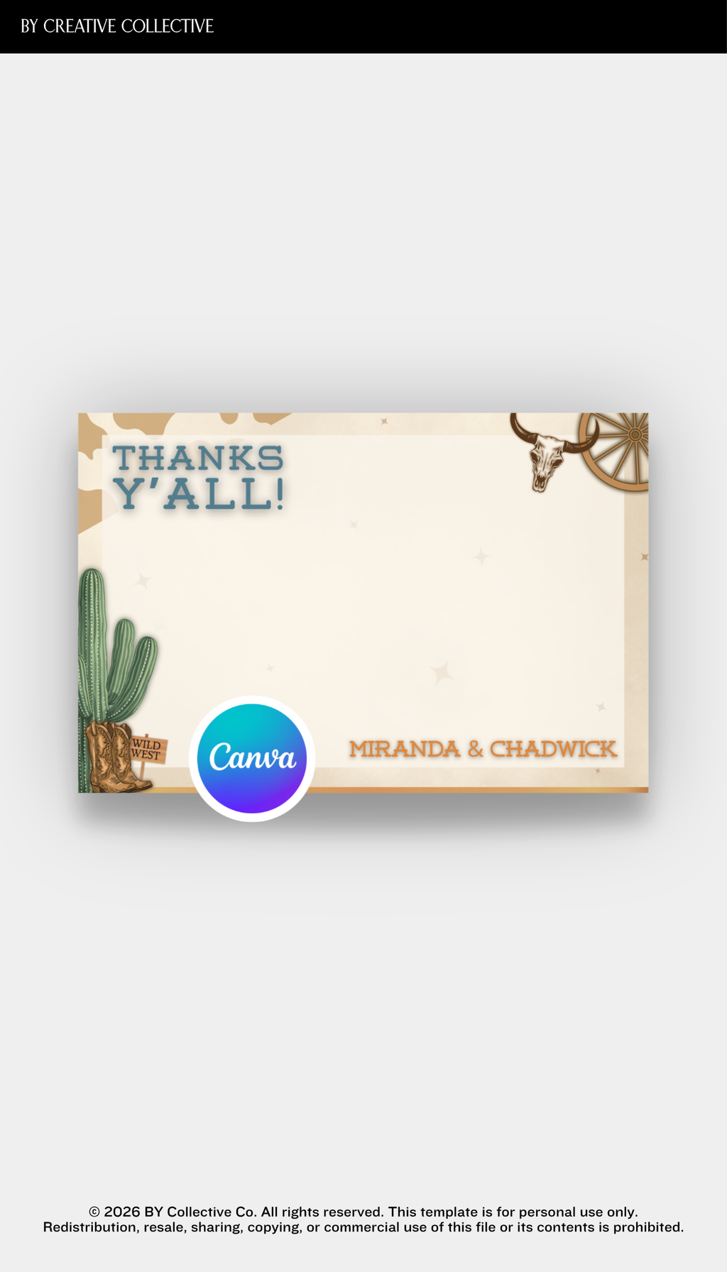 Thank You Card | Baby Shower | Western Rodeo | A Little Cowboy is on the Way